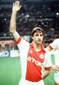 Johan Cruyff lining up for Ajax
